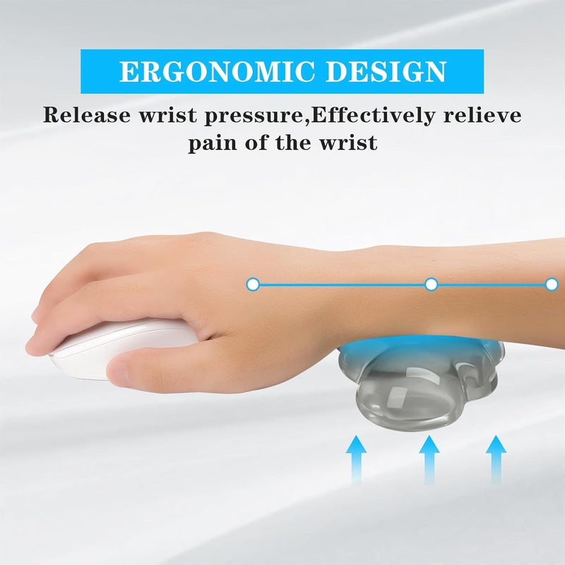 KEPUTAIER Gel Cloud Mouse Wrist Rest, Cute Wrist Support and Arm Support for Mouse Rest Typing Pain Relief，Suitable for Office/Computer/Laptop/Gaming (Transparent Gray) - Image 2